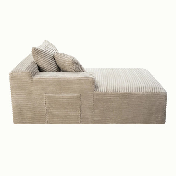 English Elm Camel Corduroy Floor Level Armless Sofa Low Profile Modern Seating for Compact Spaces Accent Chair W5515P509306