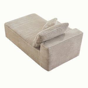 English Elm Camel Corduroy Floor Level Armless Sofa Low Profile Modern Seating for Compact Spaces Accent Chair W5515P509306