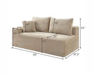 English Elm Camel Corduroy Legless Modular Floor Sofa Armless Low Profile Lounge Seating W5515P509307