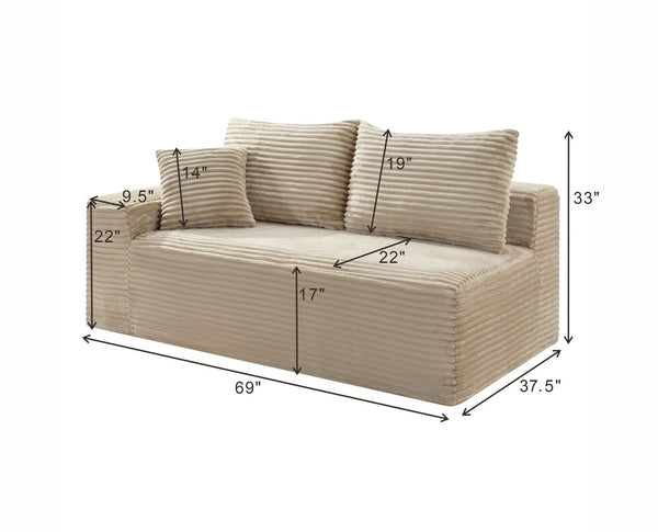 English Elm Camel Corduroy Legless Modular Floor Sofa Armless Low Profile Lounge Seating W5515P509307