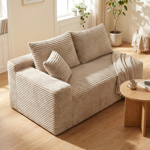 English Elm Camel Corduroy Legless Modular Floor Sofa Armless Low Profile Lounge Seating W5515P509307