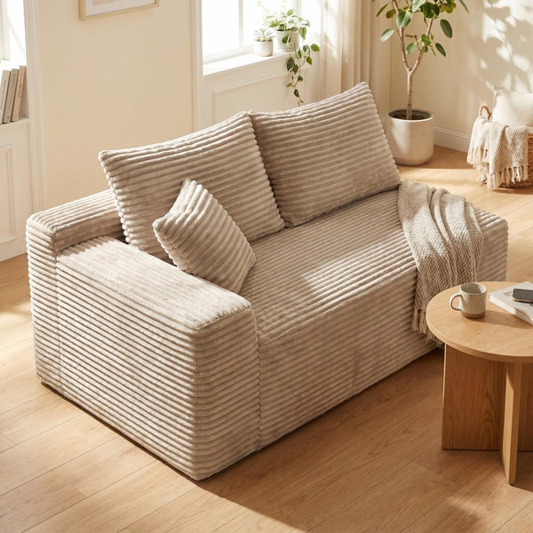 English Elm Camel Corduroy Legless Modular Floor Sofa Armless Low Profile Lounge Seating W5515P509307