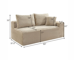 English Elm Camel Corduroy Legless Modular Accent Chair Low Profile Armless Floor Seating W5515P509308