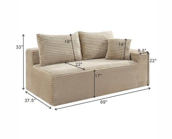 English Elm Camel Corduroy Legless Modular Accent Chair Low Profile Armless Floor Seating W5515P509308