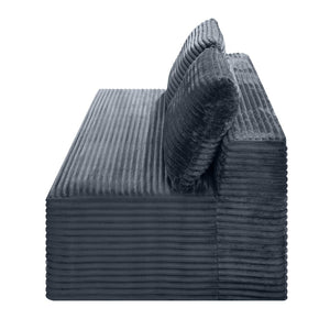 English Elm Gray Corduroy Armless Floor Loveseat Modern Low Profile 2 Seater for Compact Spaces W5515P513195