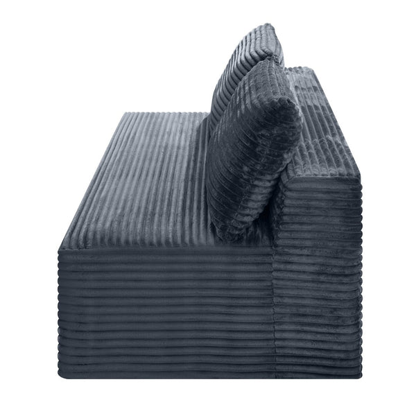 English Elm Gray Corduroy Armless Floor Loveseat Modern Low Profile 2 Seater for Compact Spaces W5515P513195