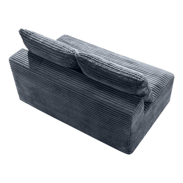 English Elm Gray Corduroy Armless Floor Loveseat Modern Low Profile 2 Seater for Compact Spaces W5515P513195