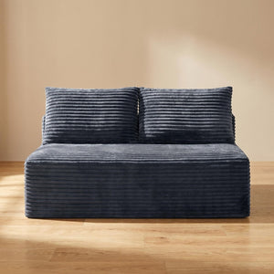 English Elm Gray Corduroy Armless Floor Loveseat Modern Low Profile 2 Seater for Compact Spaces W5515P513195