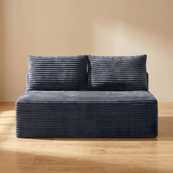 English Elm Gray Corduroy Armless Floor Loveseat Modern Low Profile 2 Seater for Compact Spaces W5515P513195