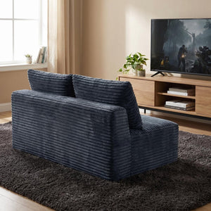 English Elm Gray Corduroy Armless Floor Loveseat Modern Low Profile 2 Seater for Compact Spaces W5515P513195