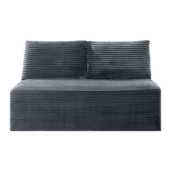 English Elm Gray Corduroy Armless Floor Loveseat Modern Low Profile 2 Seater for Compact Spaces W5515P513195