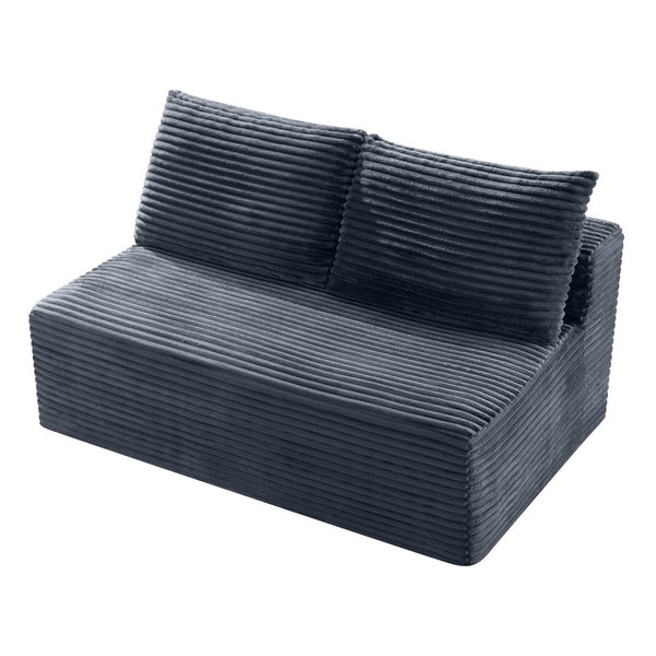 English Elm Gray Corduroy Armless Floor Loveseat Modern Low Profile 2 Seater for Compact Spaces W5515P513195