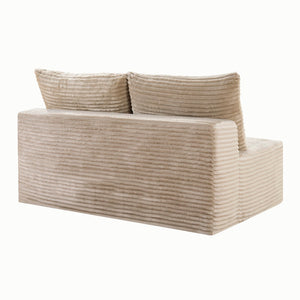English Elm Camel Corduroy Armless Floor Loveseat Low Profile Two Seat Sofa for Compact Living W5515P513202