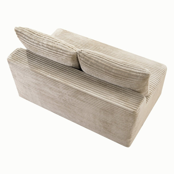 English Elm Camel Corduroy Armless Floor Loveseat Low Profile Two Seat Sofa for Compact Living W5515P513202