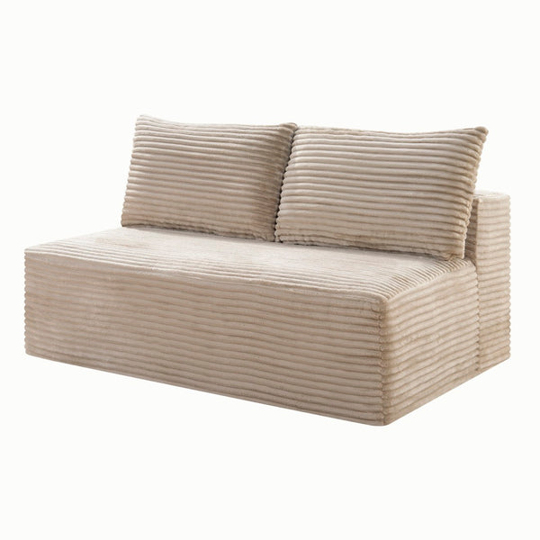 English Elm Camel Corduroy Armless Floor Loveseat Low Profile Two Seat Sofa for Compact Living W5515P513202