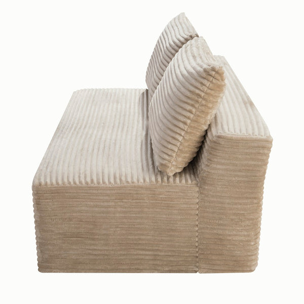 English Elm Camel Corduroy Armless Floor Loveseat Low Profile Two Seat Sofa for Compact Living W5515P513202