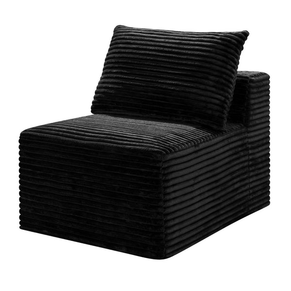 English Elm Black Corduroy Legless Floor Chair Modular Japandi Accent Seating for Any Room W5515P513220