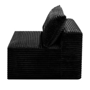 English Elm Black Corduroy Legless Floor Chair Modular Japandi Accent Seating for Any Room W5515P513220