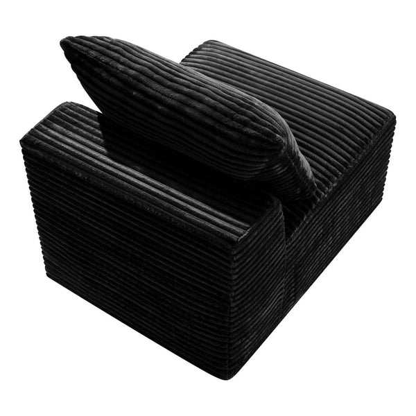 English Elm Black Corduroy Legless Floor Chair Modular Japandi Accent Seating for Any Room W5515P513220