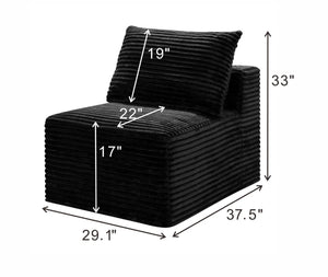 English Elm Black Corduroy Legless Floor Chair Modular Japandi Accent Seating for Any Room W5515P513220