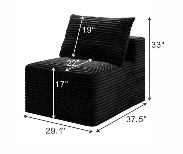 English Elm Black Corduroy Legless Floor Chair Modular Japandi Accent Seating for Any Room W5515P513220