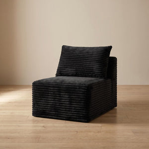 English Elm Black Corduroy Legless Floor Chair Modular Japandi Accent Seating for Any Room W5515P513220