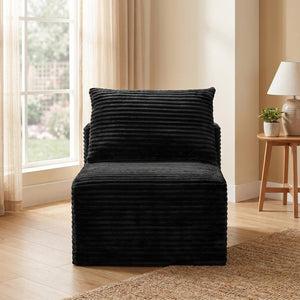 English Elm Black Corduroy Legless Floor Chair Modular Japandi Accent Seating for Any Room W5515P513220