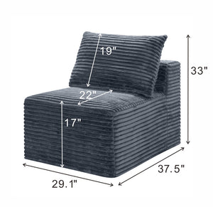 English Elm Gray Corduroy Armless Modular Floor Seat Legless Low Profile Accent Chair W5515P513226
