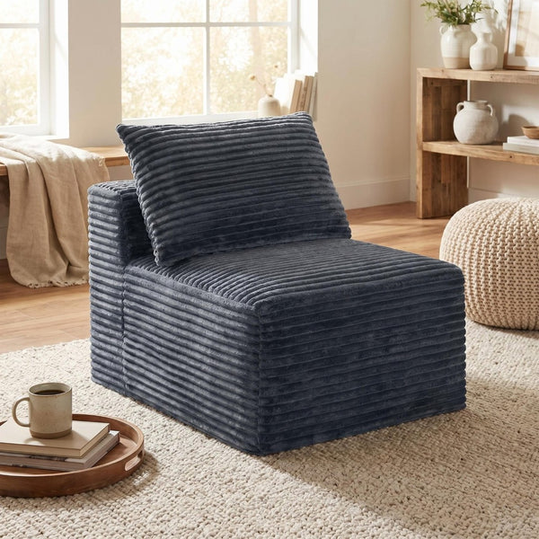 English Elm Gray Corduroy Armless Modular Floor Seat Legless Low Profile Accent Chair W5515P513226