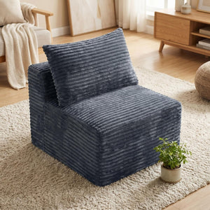English Elm Gray Corduroy Armless Modular Floor Seat Legless Low Profile Accent Chair W5515P513226