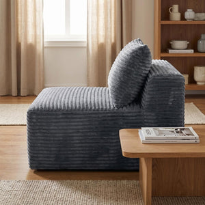 English Elm Gray Corduroy Armless Modular Floor Seat Legless Low Profile Accent Chair W5515P513226