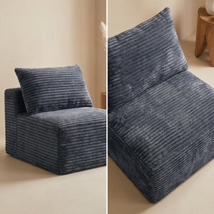 English Elm Gray Corduroy Armless Modular Floor Seat Legless Low Profile Accent Chair W5515P513226