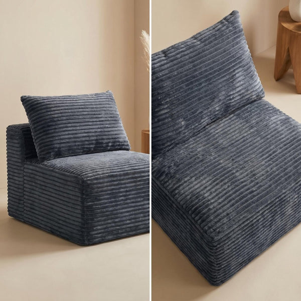English Elm Gray Corduroy Armless Modular Floor Seat Legless Low Profile Accent Chair W5515P513226