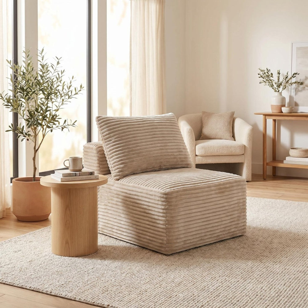English Elm Camel Corduroy Armless Floor Chair Modular Low Profile Accent Seat for Living Room W5515P513228