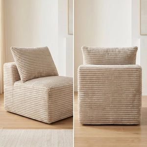 English Elm Camel Corduroy Armless Floor Chair Modular Low Profile Accent Seat for Living Room W5515P513228