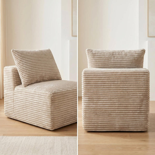 English Elm Camel Corduroy Armless Floor Chair Modular Low Profile Accent Seat for Living Room W5515P513228