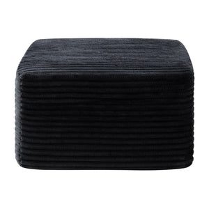 English Elm 37.5" Corduroy Square Ottoman Plush Ribbed Upholstery Footrest Accent for Living Room Black W5515P513231