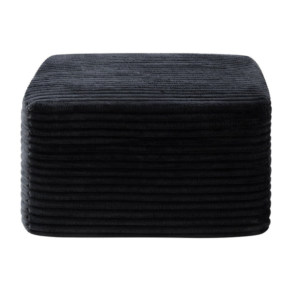 English Elm 37.5" Corduroy Square Ottoman Plush Ribbed Upholstery Footrest Accent for Living Room Black W5515P513231