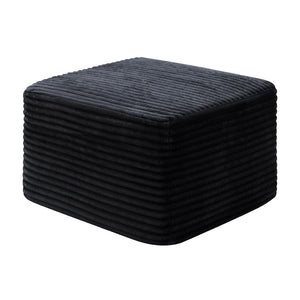 English Elm 37.5" Corduroy Square Ottoman Plush Ribbed Upholstery Footrest Accent for Living Room Black W5515P513231