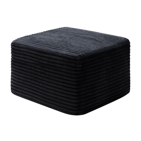 English Elm 37.5" Corduroy Square Ottoman Plush Ribbed Upholstery Footrest Accent for Living Room Black W5515P513231