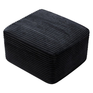 English Elm 37.5" Corduroy Square Ottoman Plush Ribbed Upholstery Footrest Accent for Living Room Black W5515P513231