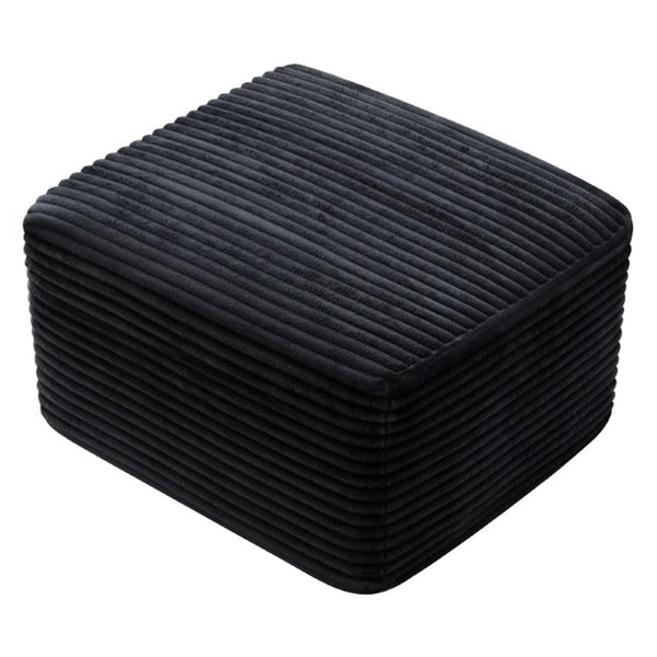 English Elm 37.5" Corduroy Square Ottoman Plush Ribbed Upholstery Footrest Accent for Living Room Black W5515P513231