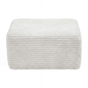 English Elm 37.5" Corduroy Square Ottoman Plush Ribbed Upholstery Footrest Accent for Living Room White W5515P513232