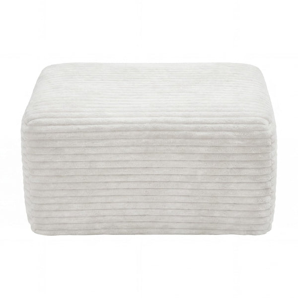 English Elm 37.5" Corduroy Square Ottoman Plush Ribbed Upholstery Footrest Accent for Living Room White W5515P513232
