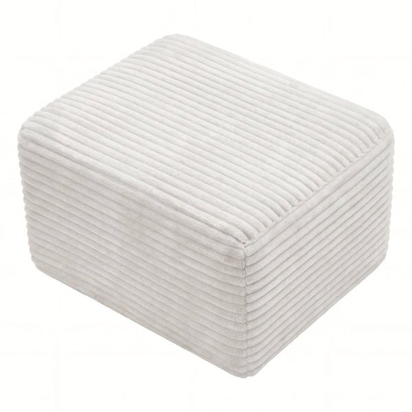 English Elm 37.5" Corduroy Square Ottoman Plush Ribbed Upholstery Footrest Accent for Living Room White W5515P513232