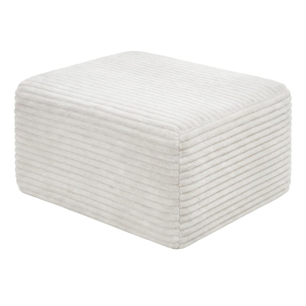 English Elm 37.5" Corduroy Square Ottoman Plush Ribbed Upholstery Footrest Accent for Living Room White W5515P513232