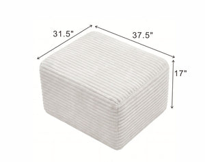 English Elm 37.5" Corduroy Square Ottoman Plush Ribbed Upholstery Footrest Accent for Living Room White W5515P513232