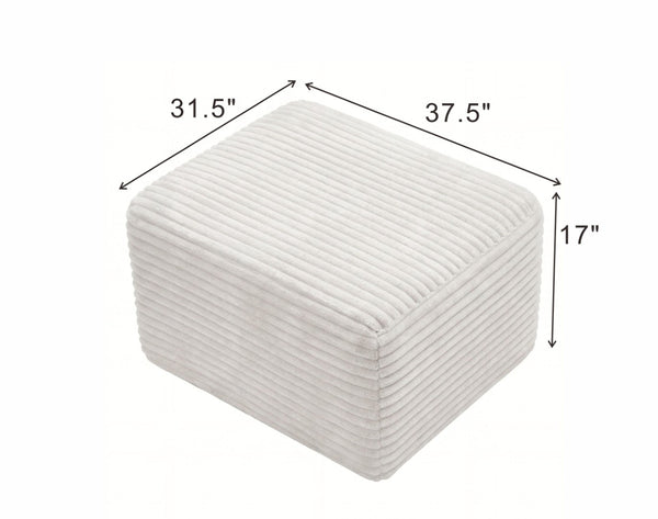 English Elm 37.5" Corduroy Square Ottoman Plush Ribbed Upholstery Footrest Accent for Living Room White W5515P513232