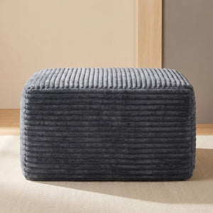English Elm 37.5" Corduroy Square Ottoman Plush Ribbed Upholstery Footrest Accent for Living Room Gray W5515P513233