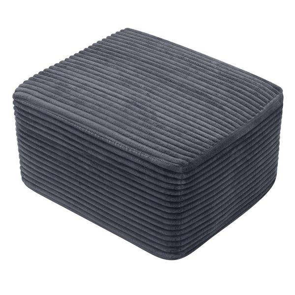 English Elm 37.5" Corduroy Square Ottoman Plush Ribbed Upholstery Footrest Accent for Living Room Gray W5515P513233